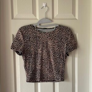 SHEIN Brown and Black Cropped Fitted T-Shirt